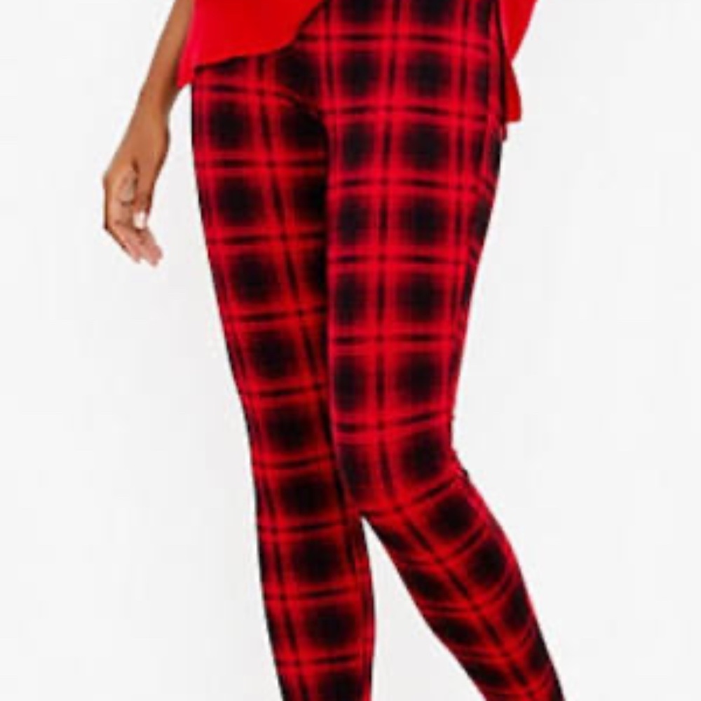 NWT Loft Buffalo Plaid Ponte Stretch Leggings (M)